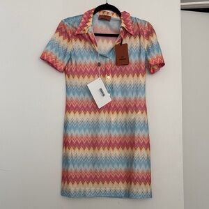 NWT Missoni Crochet-Knit Mini Shirtdress